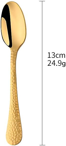 Coffee Spoon Stainless Steel Small Espresso Spoons Gold, BUY&USE 5-Inch Teaspoon Hammered Surface Dinnerware Set of 12...