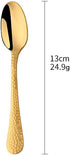 Coffee Spoon Stainless Steel Small Espresso Spoons Gold, BUY&USE 5-Inch Teaspoon Hammered Surface Dinnerware Set of 12...