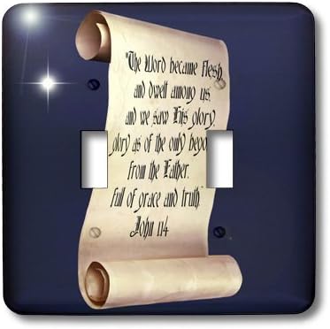 3dRose lsp_165733_2" John Verse On A Scroll with Christmas Star Double Toggle Switch...