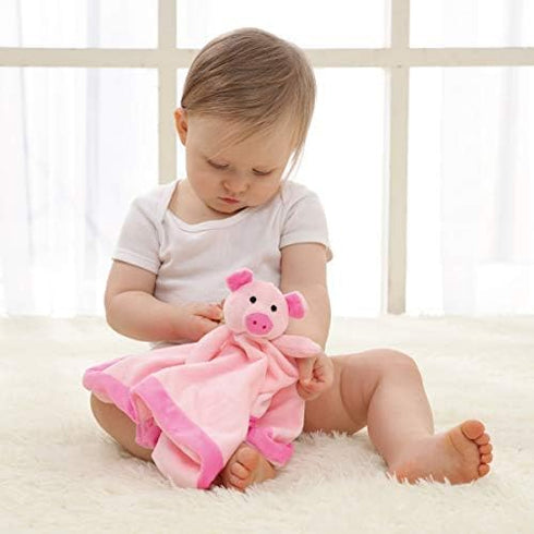 Apricot Lamb Stuffed Animals Security Blanket Pink Pig Infant Nursery Character Blanket Luxury Snuggler Plush (Pink Pig, 14 Inches)...