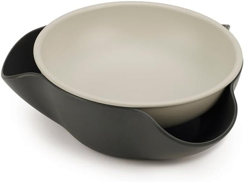 Joseph Joseph Double Dish Pistachio and Snack Serving bowl with Food Waste Compartment, BPA-Free - Grey...