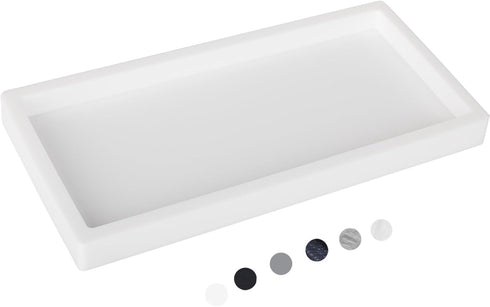 Bathroom Tray, Small Vanity Tray Silicone Soap Dish Sponge Holder Kitchen Sink Organizer Bathroom Accessories for Countertop, Toilet, Shower, Larg...