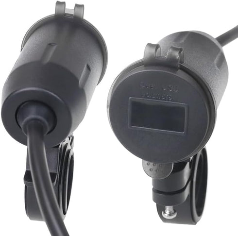 Motorcycle USB Socket,12V/24V Car Charger with Dual QC 3.0 USB Socket,Car Charger Socket with LED Voltmeter for Motorcycle,Motorhome,Car,Truck...