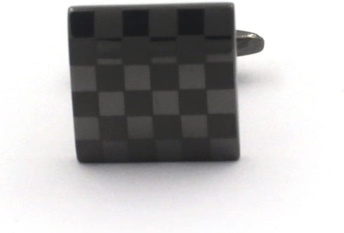 Gun Black Laser Engraved Checker Pattern Dress Shirt Cufflinks...