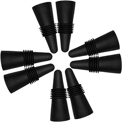ANIN 8 pcs of Wine Stoppers, Reusable Silicone Beverage Bottle Sealer Replacement with Grip Top for Cork to Keep the Wine Fresh - Black...