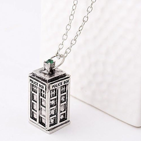 Luomi Doctor Who 4 Pack Different Necklace Wibbly Wobbly Timey Wimey 11th Doctor Sonic Screwdriver Pewter Finish Inspired 3D Police Box...