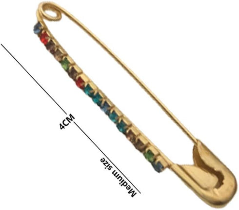 Colourful Saree/Safety Pins Brooch One Side of Safety Pin Decorated with Diamonds Set of 12,Decorative Safety Pins...