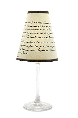 WS345 Paris Love Poem Paper White Wine Glass Shade, Parchment (Pack of 12)...
