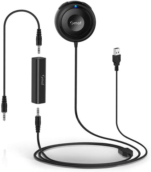 Bluetooth 5.0 Car Kit, AUX Bluetooth Adapter for Car with Ground Loop Noise Isolator for Handsfree Calls and Music Streaming,Voice Assistant,Car B...