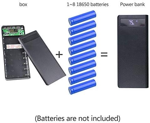 LHIABNN DIY Power Bank Box Flat Head Battery Charger Outer Case,2 USB Output Ports Plastic Shell Box with LCD Display,Micro/Phone/Type-c Input Por...
