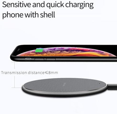 Wireless Charger, 10W Qi-Certified Charging Pad with Control Technology Compatible with (iPhone 15/14 /13/12/ 11/ XR/XS/ 8 Plus) for Samsung Galax...