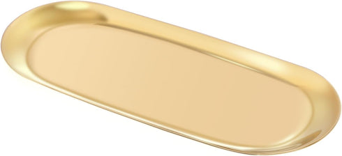 Stainless Steel Towel/ Dish Plate, Tea/ Fruit Storage Trays Cosmetics Jewelry Organizer, Gold, Oval...