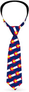 Buckle-Down Tie, Necktie, Colorado Flag Logo Stripe Blue White, Standard Length...