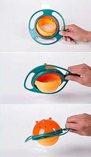 Berry President Magic Bowl 360 Degree Rotation Spill Resistant Gyro Bowl with Lid For Toddler Baby Kids Childre (Pink+Blue+Green)...