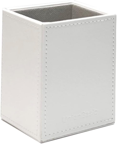 UnionBasic Square Pen Holder, Leather Pencil Cup, Desktop Caddy Stationery Organizer, White...