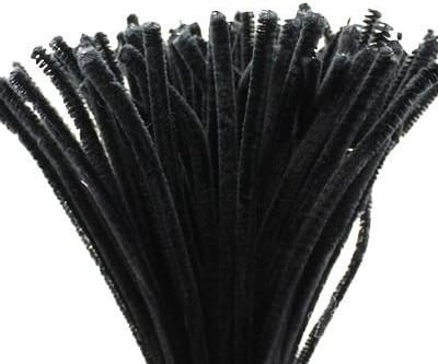 Carykon Super Fuzzy Chenille Stems Pipe Cleaners, Pack of 100 (Black)...