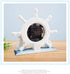 RTGGSEL Mediterranean Style Nautical Silent Desk Clock Lighthouse Helm Wooden Clocks Ship Wheel Rudder Shelf Clocks Beach Theme Clock Decor Orname...