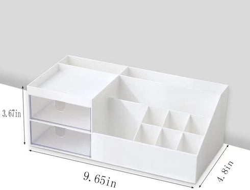 Desk Organizer Cosmetic Display Cases,Make up Organizers and Storage for Eyeshadows, Concealers, Powders, Makeup Brush, Nail Polish White...