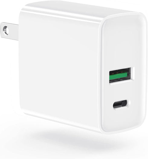 USB C Wall Charger PD 20W, Dual Port Power Delivery Fast Charge Block Plug Adapter Compatible with iPhone 15/14/13/12/11/Pro Max, XS/XR/X, AirPods...