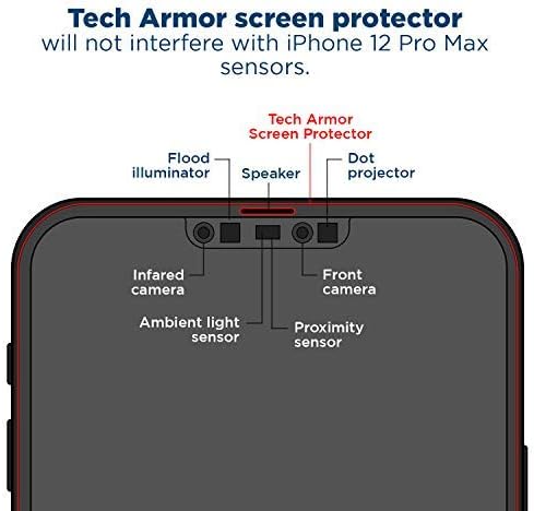 Tech Armor HD Clear Film Screen Protector Designed for Apple iPhone 12 Pro Max 6.7 Inch 4 Pack 2020...