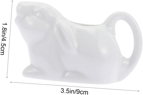 Ceramic Cartoon Milk Jug White Pitcher Rabbit Creamer Dispenser Mini Creamer Pitcher Tea Pot Ceramic Mini Rabbit Creamer with Handle Mini Syrup Pi...