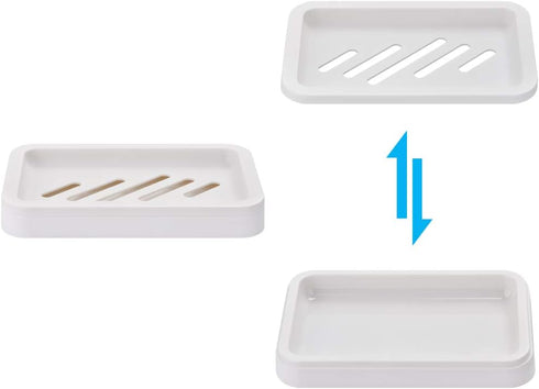 2PCS Draining Soap Dishes, Dishwashing Sponge Soap Holder with Water Tray, Keep The Place Dry, Easy to Clean Soap Cases, Suitable for Kitchen, Bat...