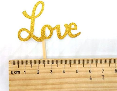 24pcs Gold Love Cupcake Topper Valentine's Day Decoration Birthday Wedding Party Decoration...