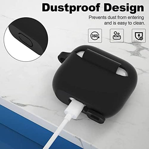 ATUAT Compatible with AirPods 3 Case, Protective Silicone Cover for AirPods 3rd Generation Case 2021, Wireless Charging - Black...
