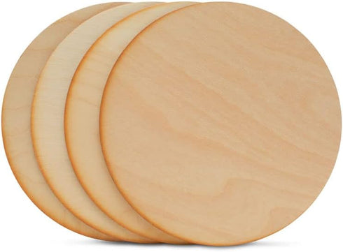 8-inch Wood Circles, 1/8-inch Thick with Rustic Burnt Edges, Pack of 3 Birch Plywood Discs, Wood Rounds, Unfinished Wood Circles for Crafts, by Wo...