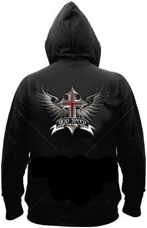 VEGASBEE® Godspeed Winged Cross Patch Wings Christian Embroidered Iron-On Patch Emblem Large Size 12" by 8.5" inches USA...