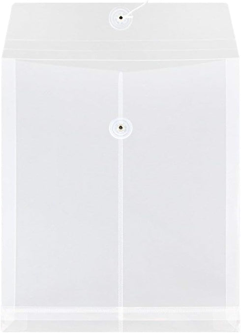 JAM PAPER Plastic Envelopes with Button & String Tie Closure - Letter Open End - 9 3/4 x 11 3/4 - Assorted Colors - 6/Pack...