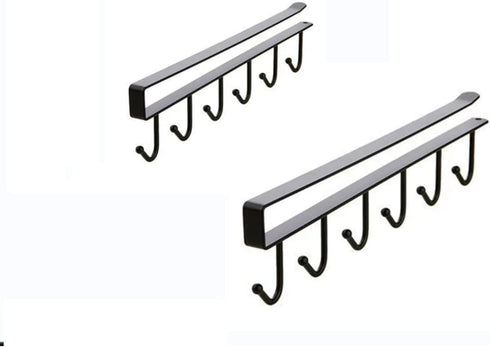 2pcs Multi-Hooks Under The Cabinet 6-Hook Hanging Hook Rack Kitchen Utensil Cupboard Hanger Chest Organizer Cup Holder for Coffee Bar, Fit for 0.8...