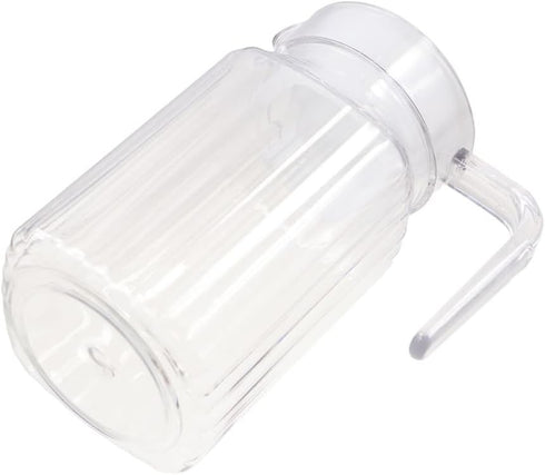 600ML Acrylic Pitcher, Transparent Juice Bottle Striped Water Ice Cold Juice Jug with Lid and Handle Cold Water Kettles for Juice Tea Water Milk S...