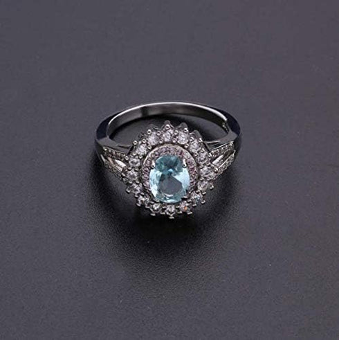 MAIHAO Sparkling 925 Sterling Silver Pink Crystal Diamond Ring Inlaid Green Topaz Color Treasure Engagement Ring Wedding Party Jewelry Size 6-10 (...