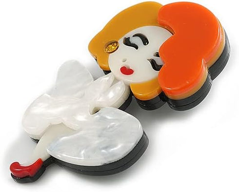 Unique Marilyn Monroe Acrylic Brooch White/Orange/Yellow - 65mm Tall...