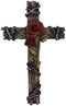 Polly House Rose with Wood Look Resin 10" CROSS Wall Cross for Home Decoration and Great for Gifts...