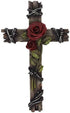 Polly House Rose with Wood Look Resin 10" CROSS Wall Cross for Home Decoration and Great for Gifts...