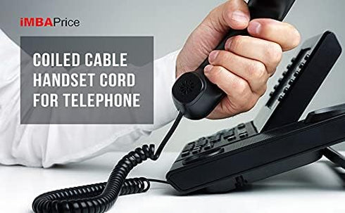 iMBAPrice (Pack of 2) 3 to 25 Feet Black Coiled Telephone Phone Handset Cable Cord (Value Pack)...