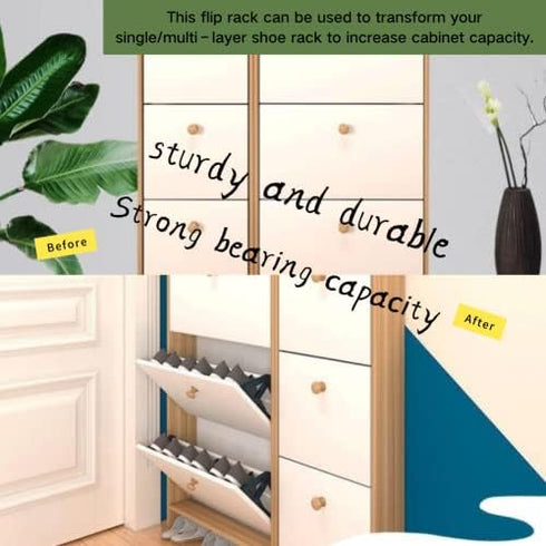 4Pcs/Set Shoes Drawer Hinge Home Furniture Cabinet Hinge Flip Plate Frame Turning Rack Accessory Household Shoe Organizer for Bedroom Living Room...