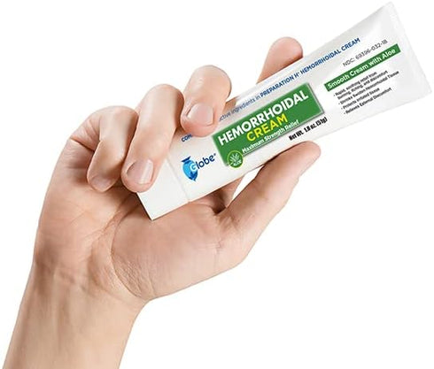 Globe (2 Pack) Hemorrhoid Cream, Relief with Aloe, (1.8 Ounce Tube) Relief from Hemorrhoids, Piles, Itching, Burning, Discomfort, & More...