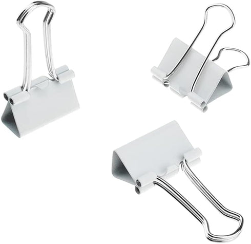HAHIYO Binder Clips Paper Clamps Spring Steel Sturdy 0.98 inches Width 0.31 Inch Capacity No Sharp Edges Heavy Duty Tight Grip Reusable White Meta...