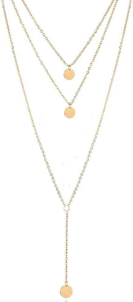 Fashion Layered Long Necklace Coin Pendant Necklace Chain Charm Necklace Jewelry for Women...