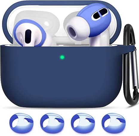 Airpods Pro Silicone Case with 2 Pairs Ear Tips Covers? Soft Premium Skin Case Cover Shock-Proof Protective Case with Keychain for Airpods Pro, Fr...