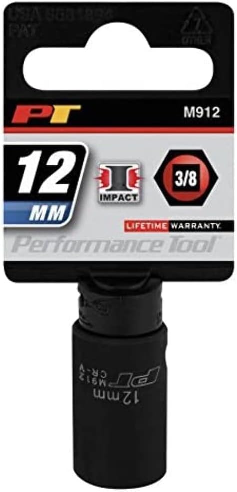 Performance Tool M912 3/8-Inch 12mm 6pt Impact Socket...