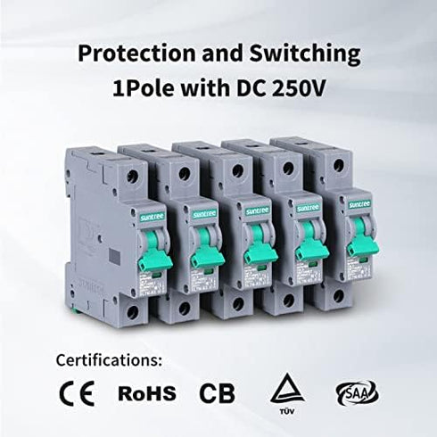 Renogy Suntree 50 Amp Single-Pole DC Circuit Breaker for Off-Grid Solar System, PV Combiner Box, Breaker Box...