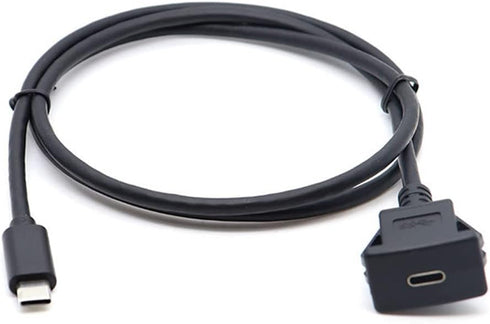 NFHK Waterproof Dustproof USB-C Type-C USB 3.1 10Gbps Extension Flush Car Latch Mount Extension Cable for Dashboard Panel...