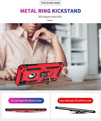 Korecase Compatible with iPhone X iPhone Xs Case, Extreme Protection Military Armor Dual Layer Protective Cover with 360 Degree Swivel Ring Kickst...