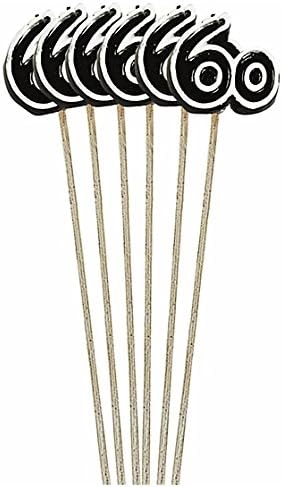 amscan The Party Continuous 60th Birthday Party Molded Candle on a Stick Decoration, Pack of 6, Multi, 9 1/2" Wax, stick...