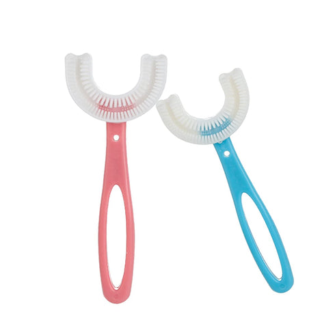 2 PCS U-Shaped Kids Toothbrush, Soft Manual Training Toothbrush for Kids 6-12 Years (Pink +Blue)...