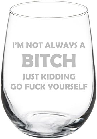 MIP Wine Glass Goblet Funny I'm Not Always A B*tch Just Kidding (17 oz Stemless)...